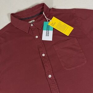 NWT Fair Harbor Saltaire Shirt Mens Large Red Button Up Short Sleeve